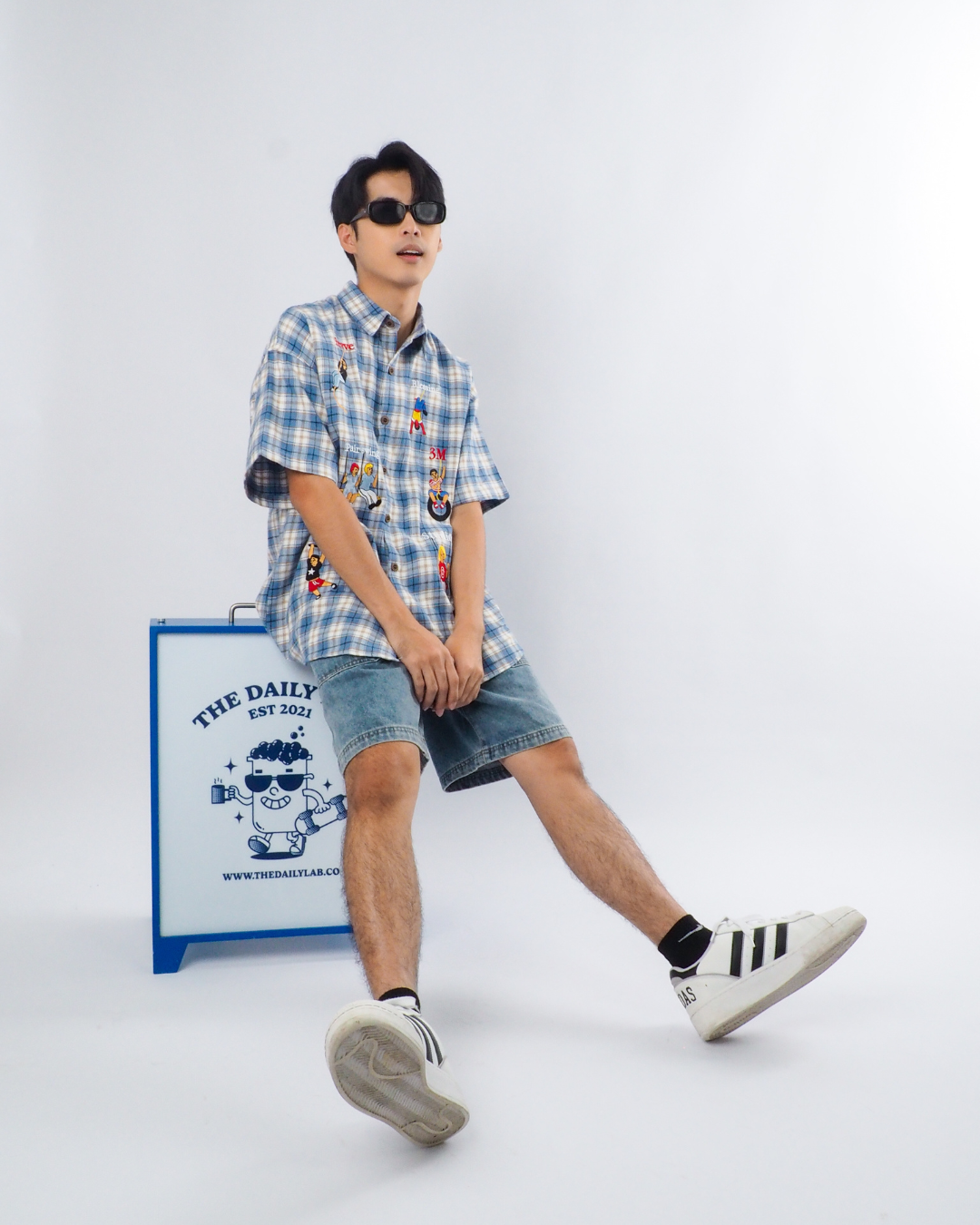 Summer Vintage Plaid Shirt in Blue