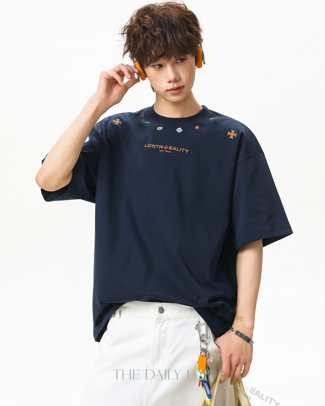 Lost Reality Oversized Tee in Navy