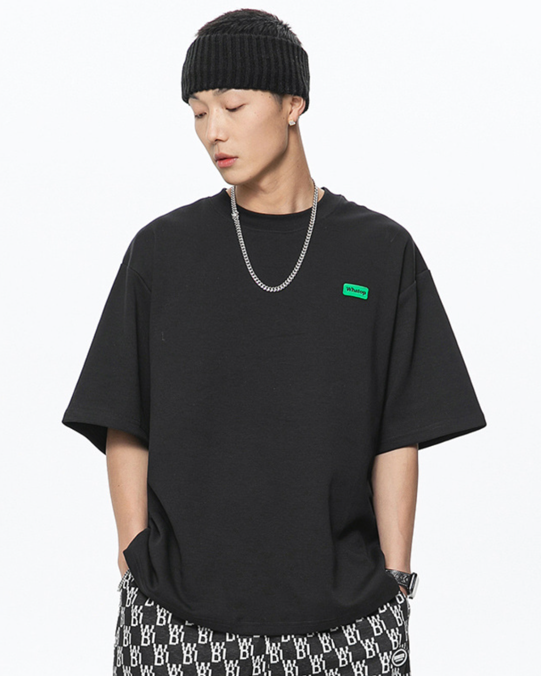 Whatop Oversized Tee in Black