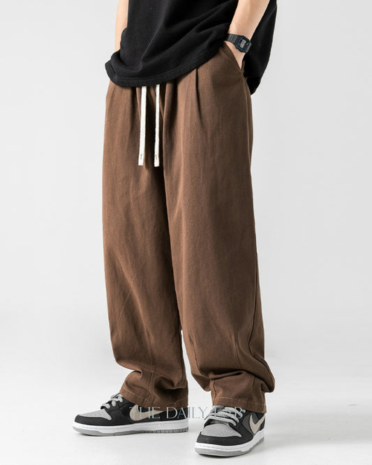 275G Sand-washed Cotton Long Pants in Brown