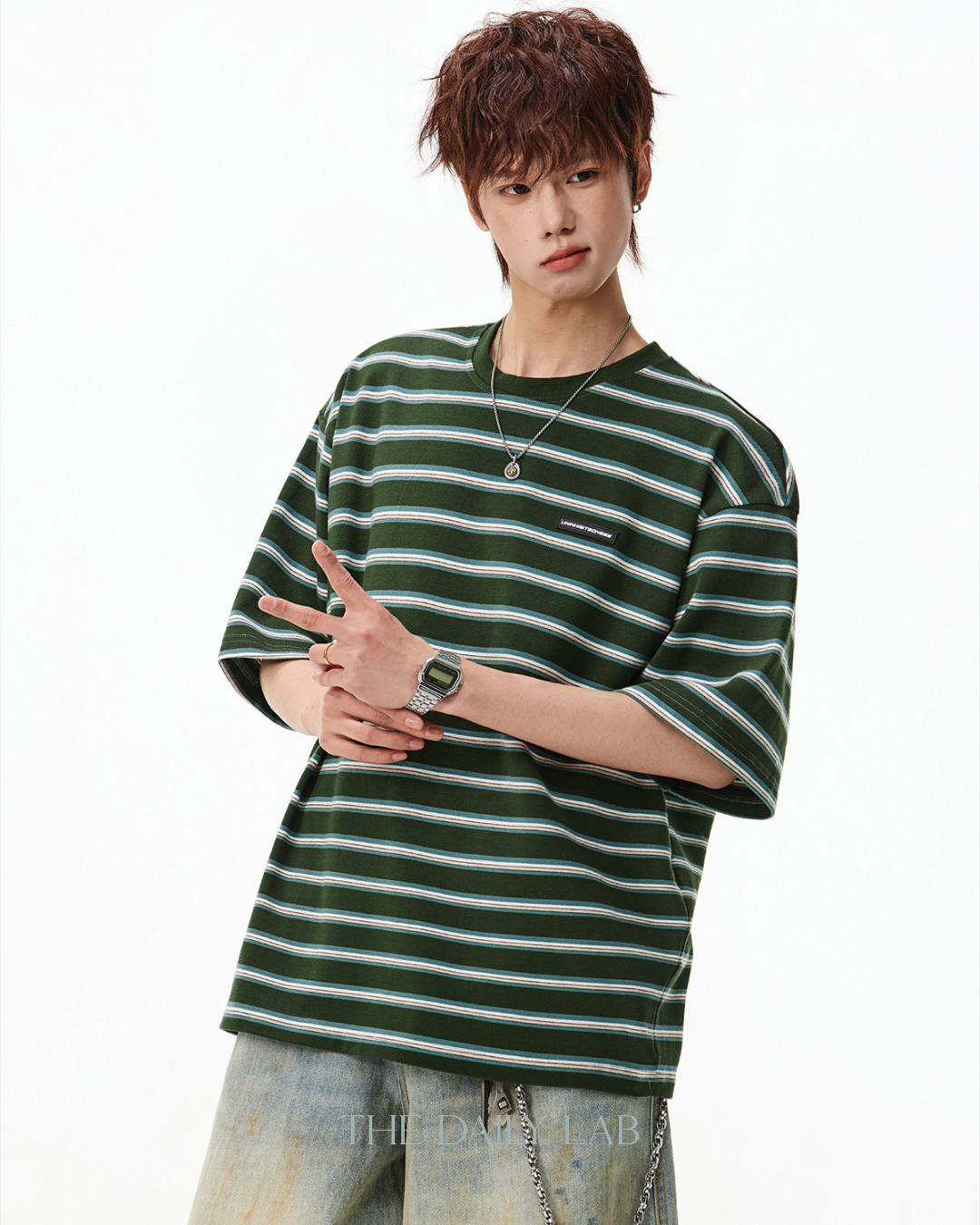 Archive Stripe Tee in Green