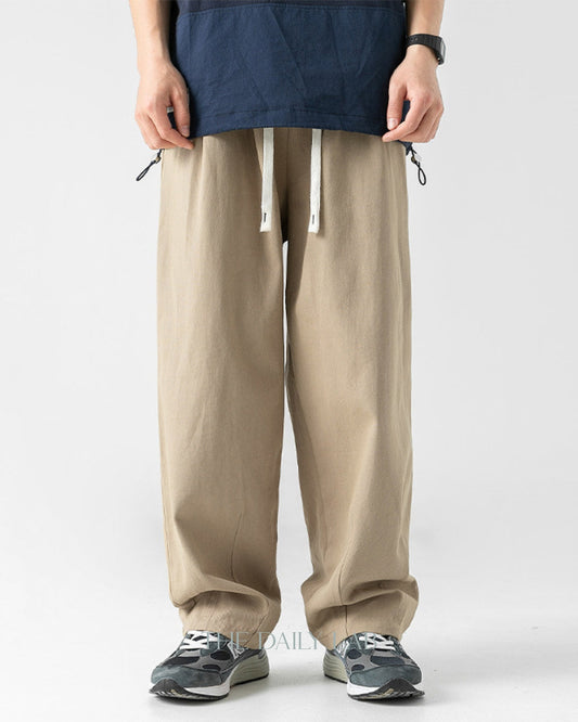 275G Sand-washed Cotton Long Pants in Khaki (Size XXL)