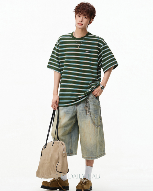 Archive Stripe Tee in Green
