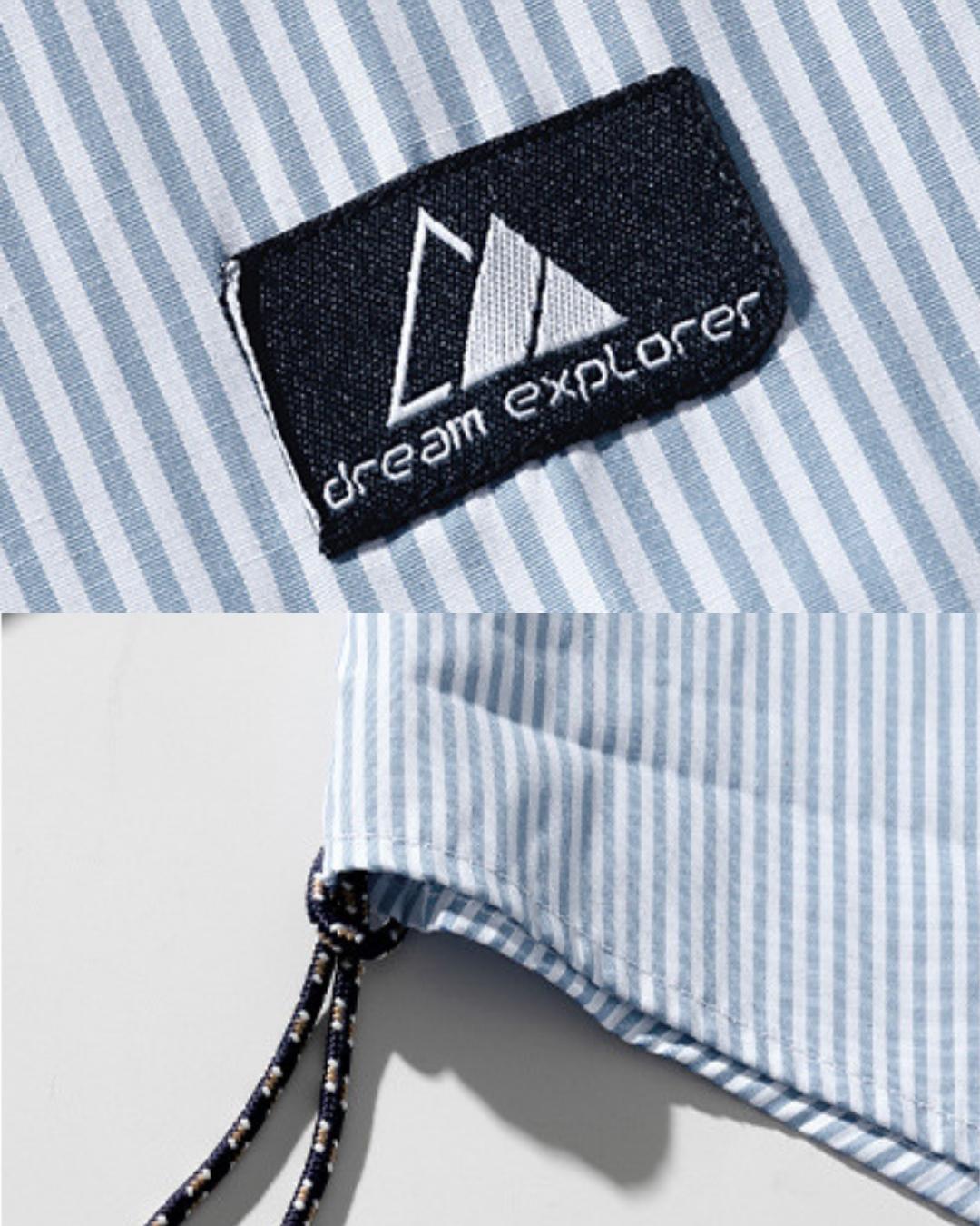 Dream Explorer Striped Line Overshirt in Light Blue