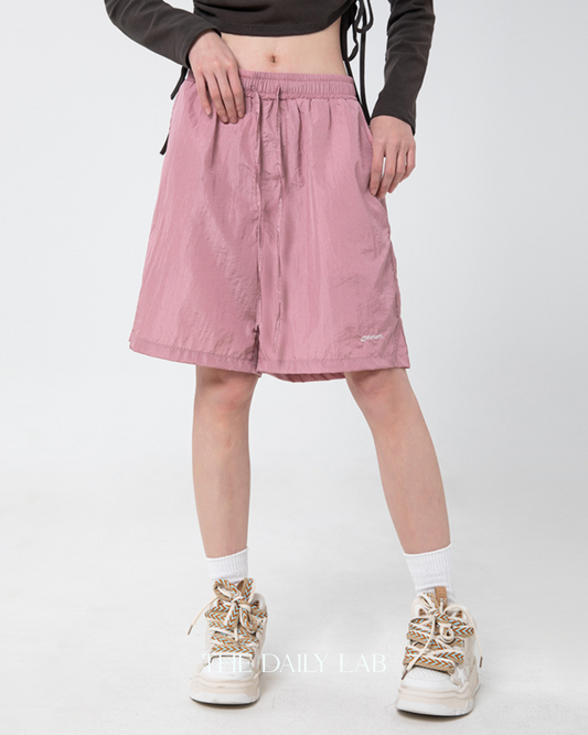 Metallic Nylon Shorts in Pink