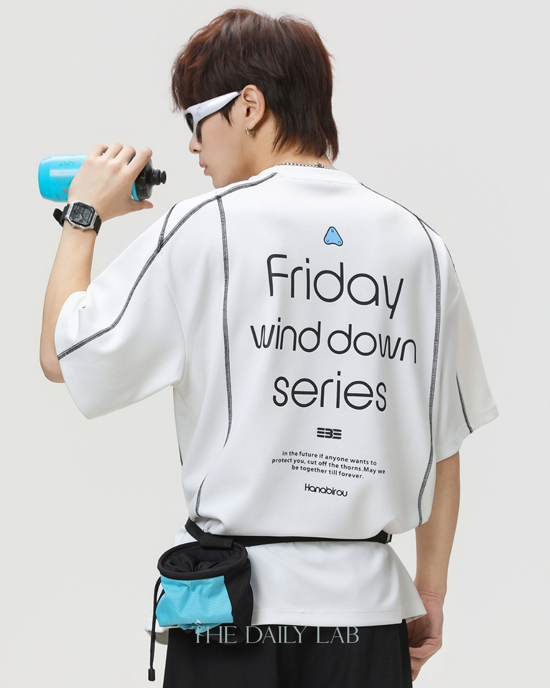 Sporty Colorblock Graphic Tee in White