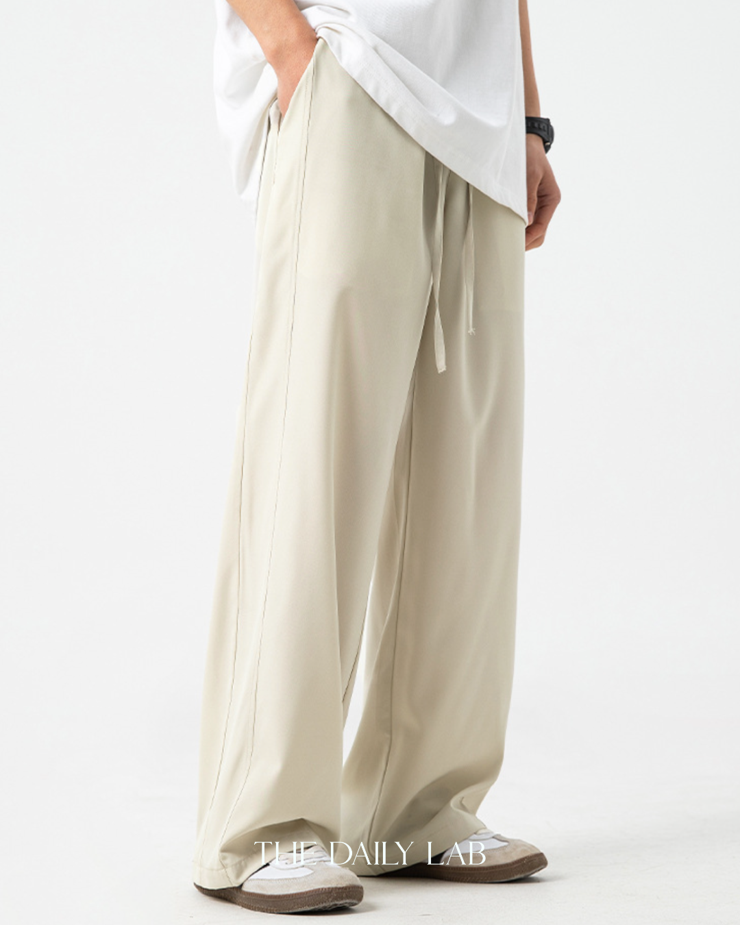 Pocketed Wide Straight Pants in Beige