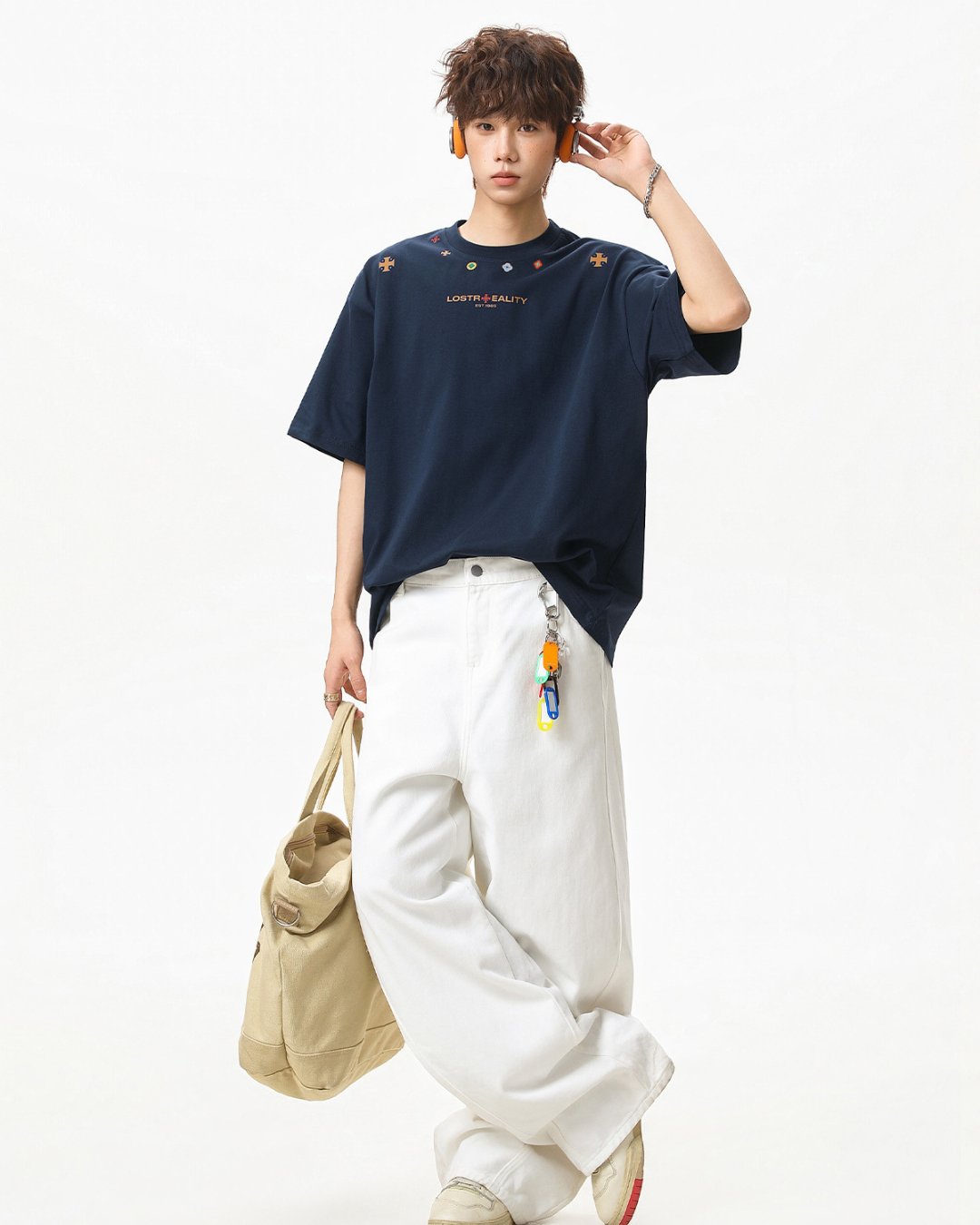 Lost Reality Oversized Tee in Navy