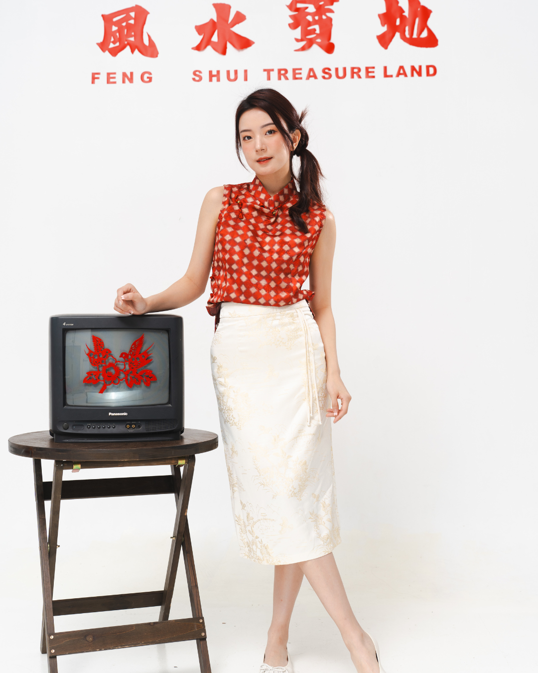 Crimson Brocade Oriental Top