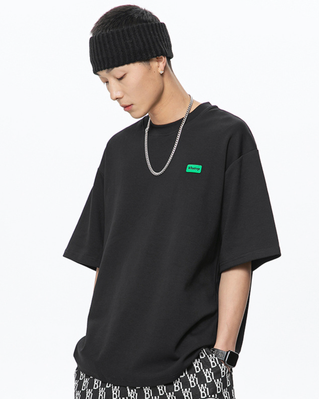 Whatop Oversized Tee in Black