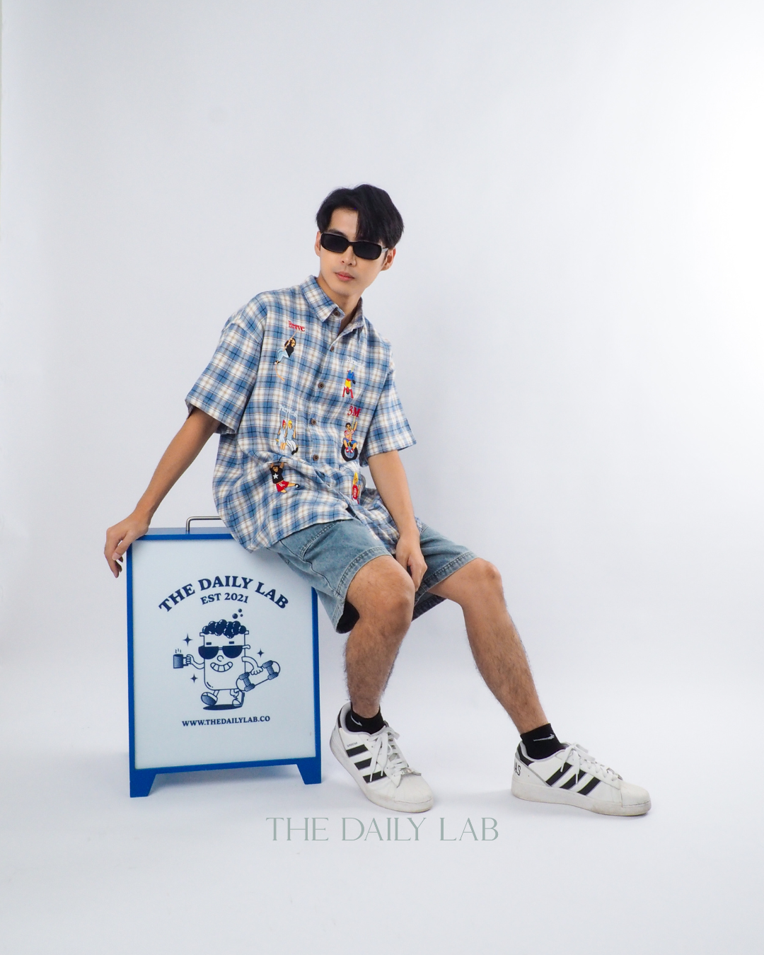 Summer Vintage Plaid Shirt in Blue