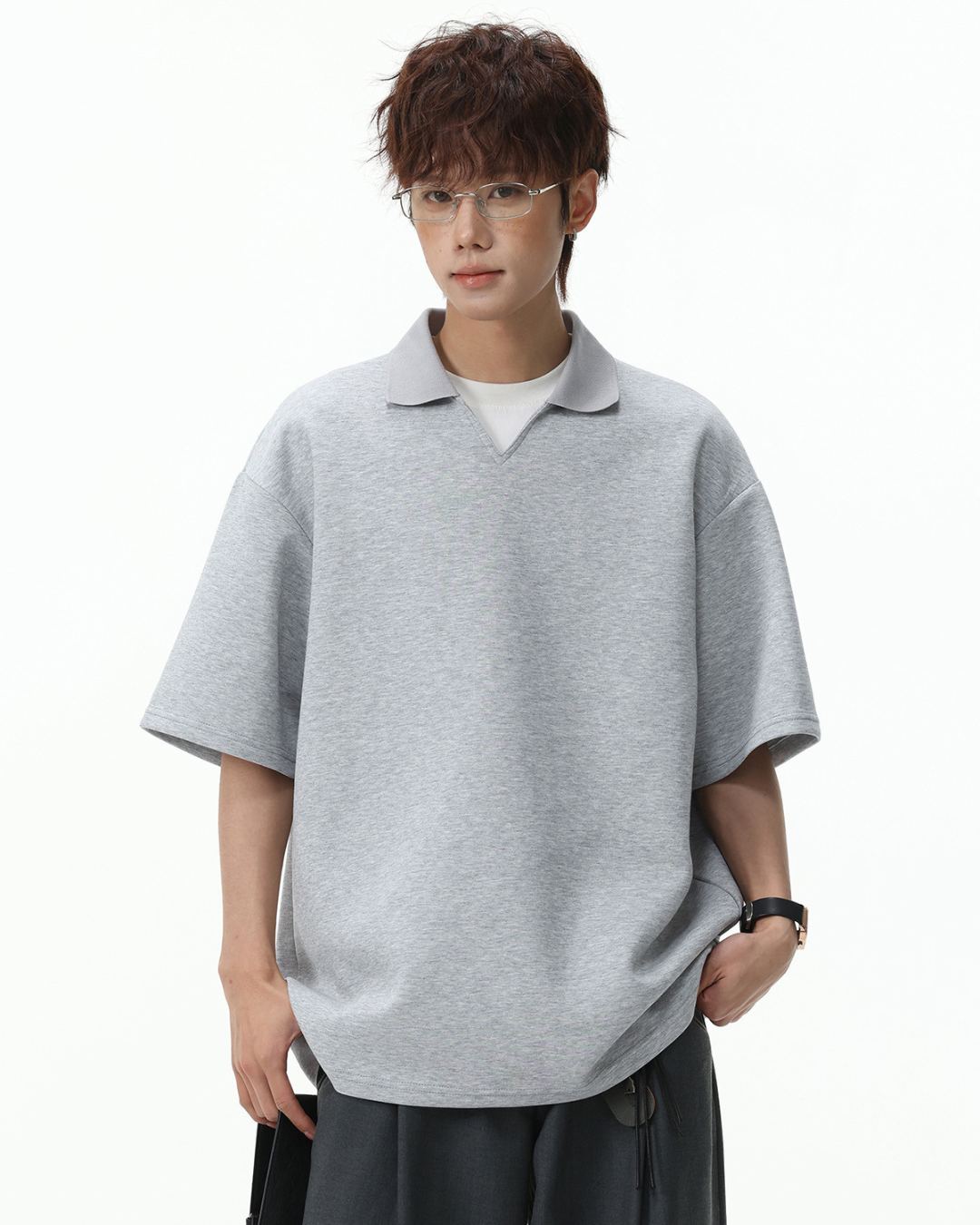 Estate V Polo Tee in Grey