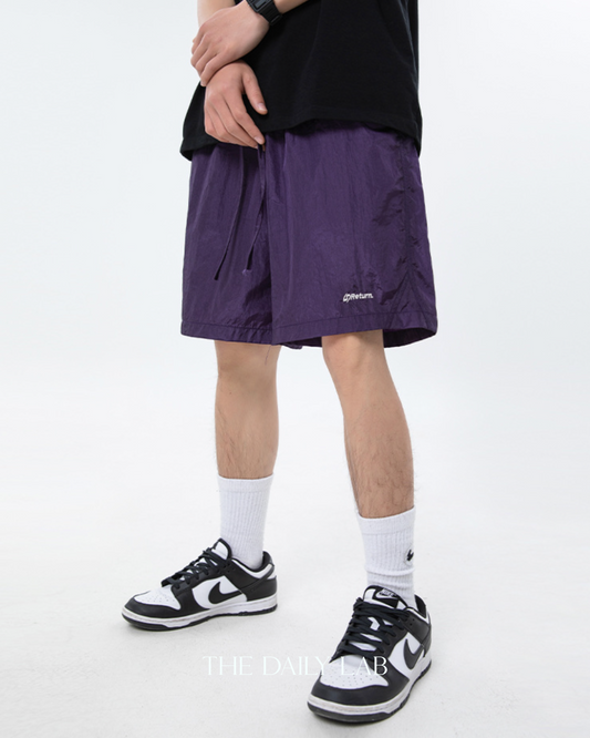 Metallic Nylon Shorts in Purple
