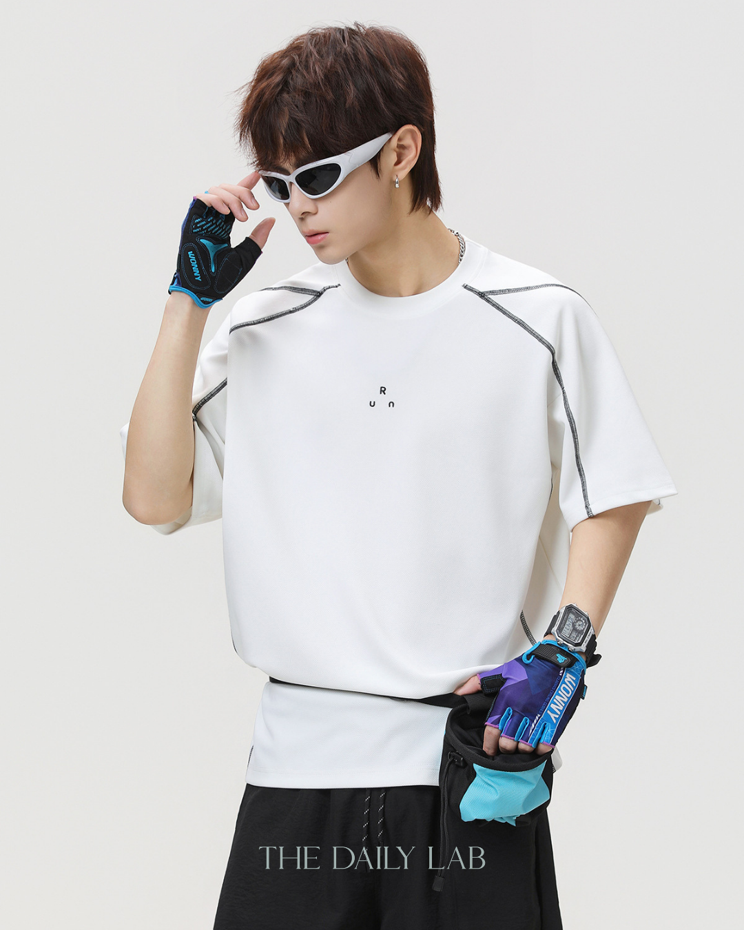 Sporty Colorblock Graphic Tee in White