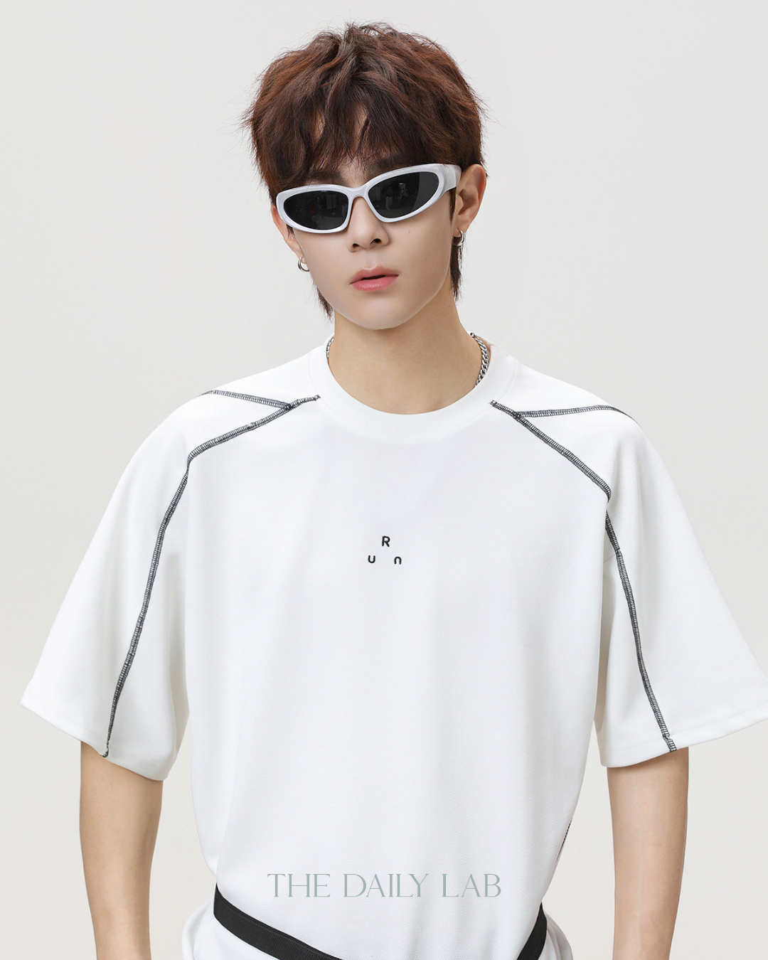 Sporty Colorblock Graphic Tee in White