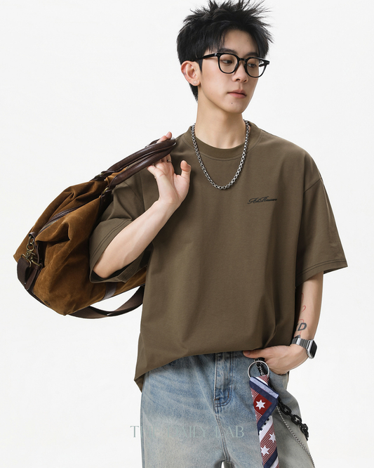 Panel Back Graphic T-Shirt in Brown