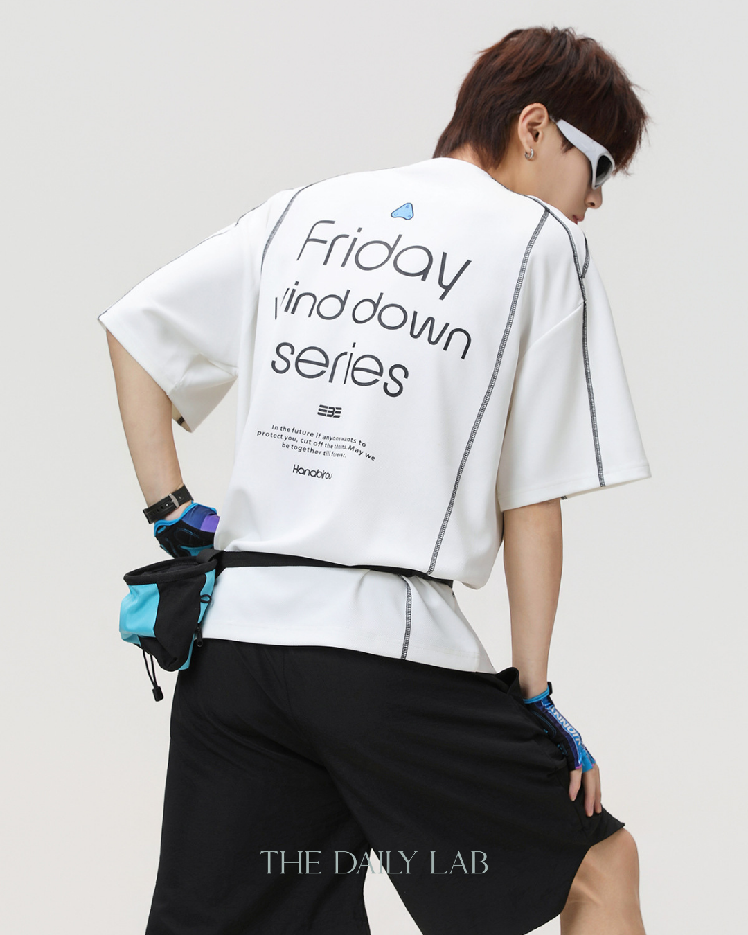 Sporty Colorblock Graphic Tee in White