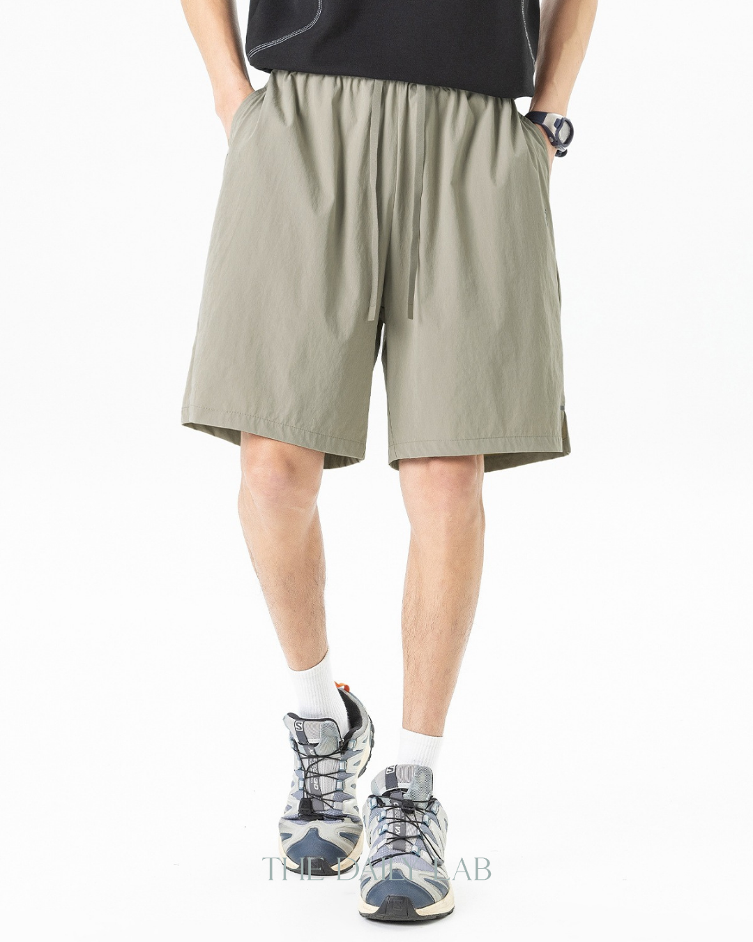 Lightweight Crinkle Shorts in Grey