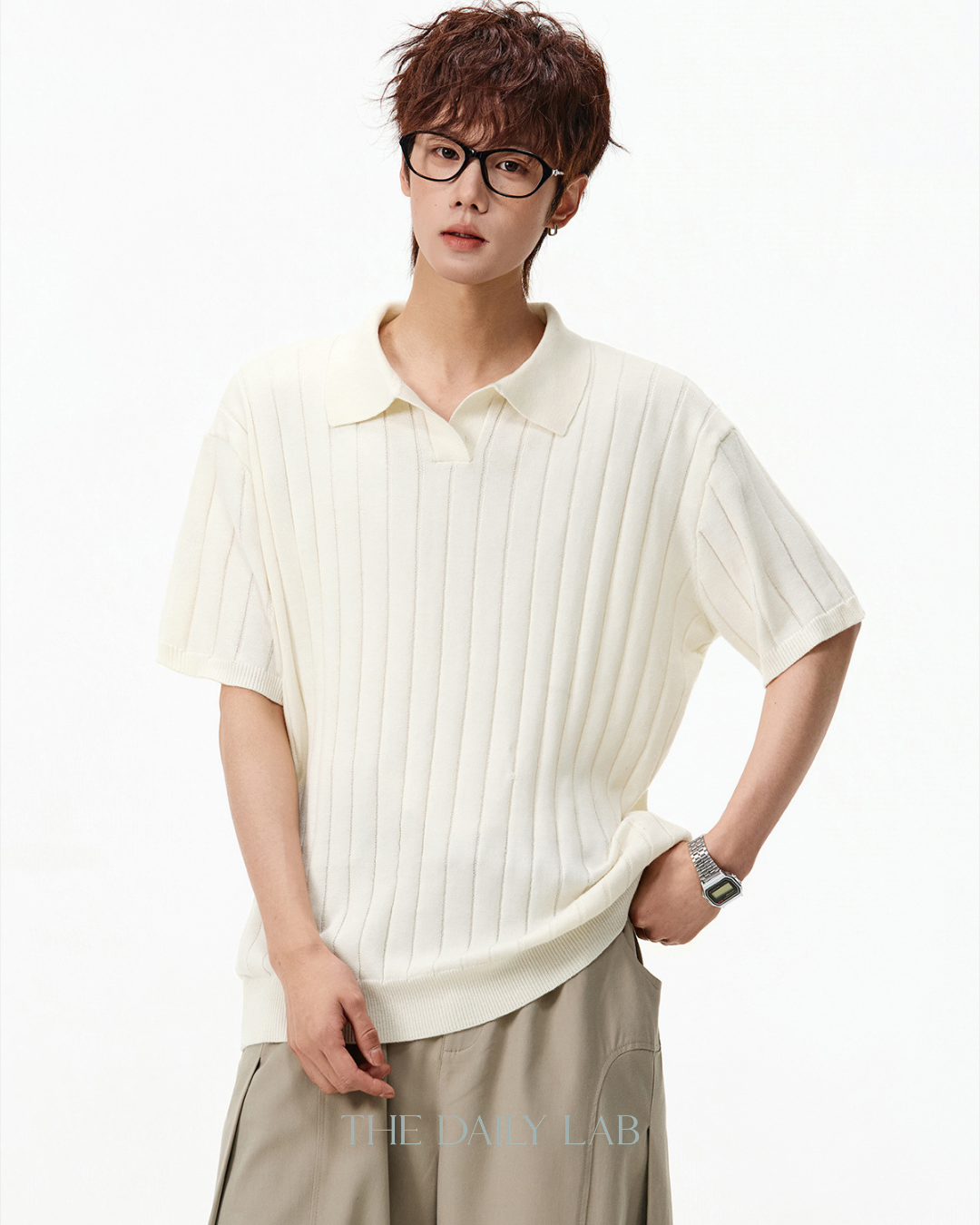 Heritage Rib Polo in Beige