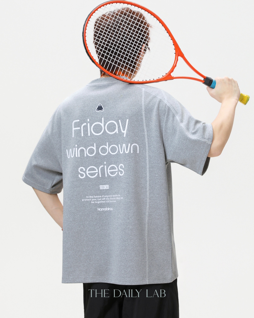 Sporty Colorblock Graphic Tee in Grey