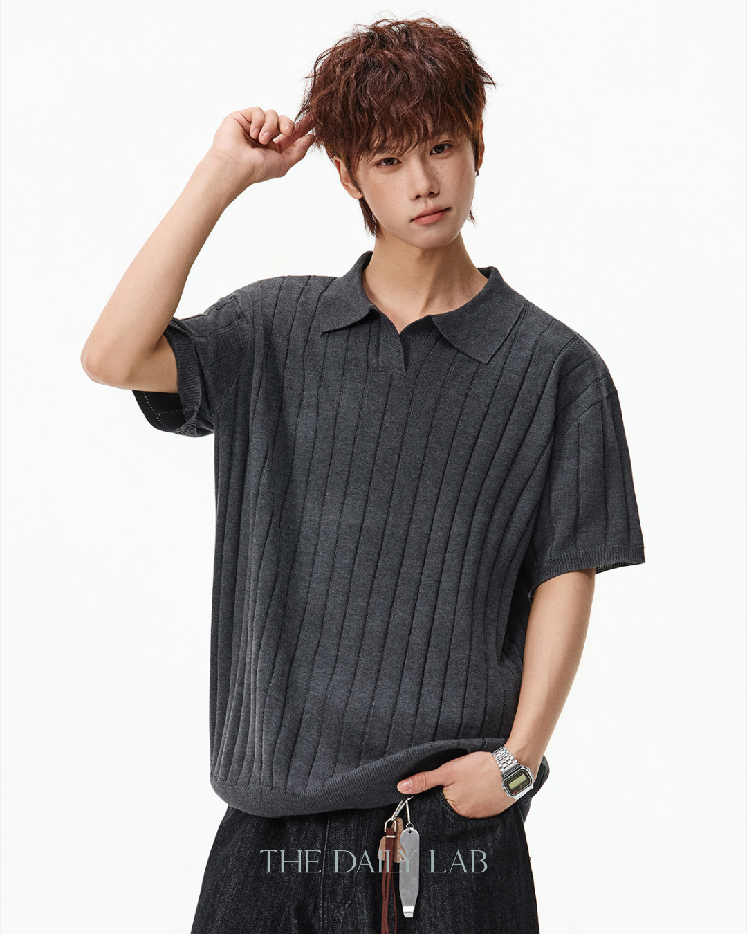 Heritage Rib Polo in Dark Grey