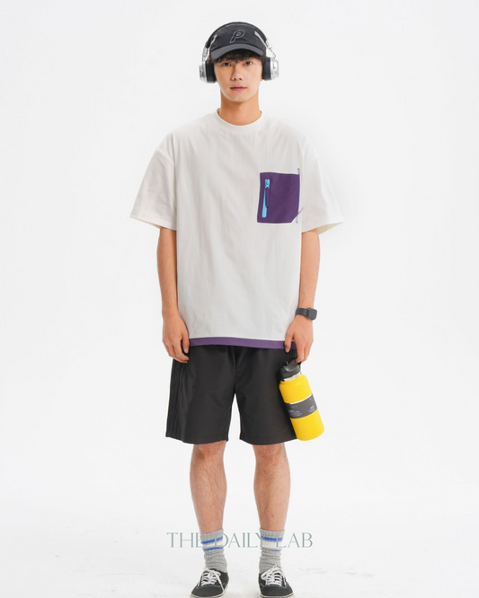 Color-White Pocket Short Sleeve Tee in White