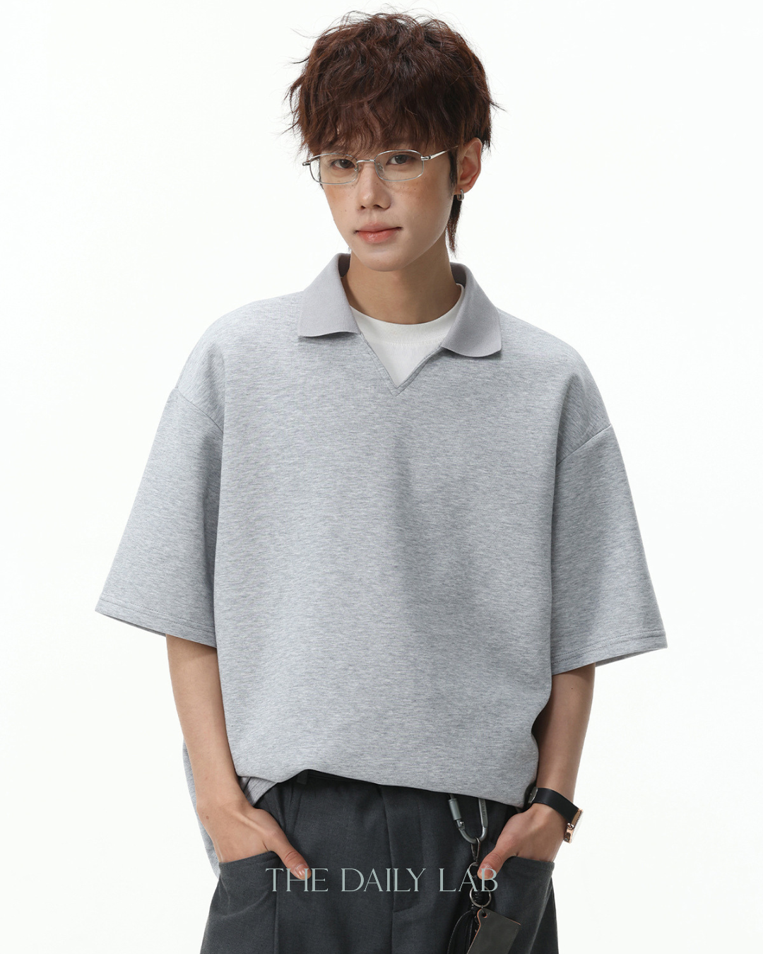 Estate V Polo Tee in Grey