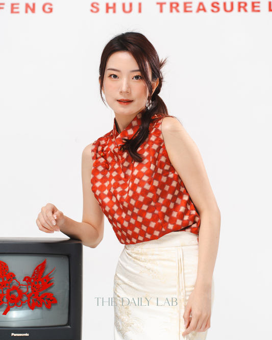 Crimson Brocade Oriental Top