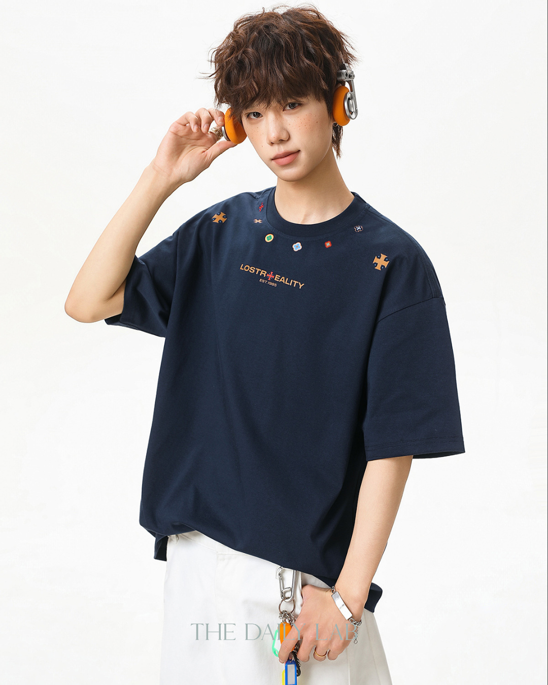 Lost Reality Oversized Tee in Navy