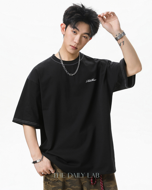 Panel Back Graphic T-Shirt in Black