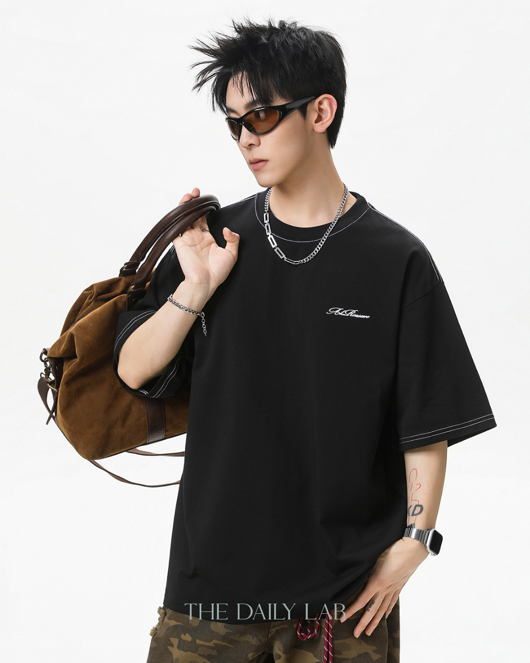 Panel Back Graphic T-Shirt in Black