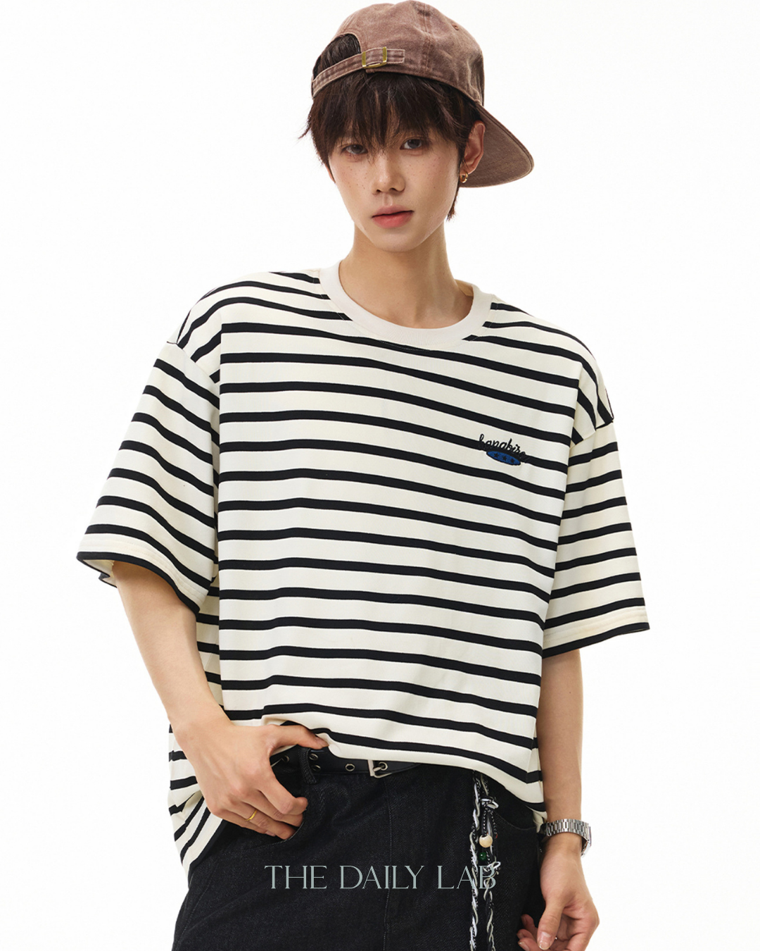 Casual Contrast Stripe Street Tee