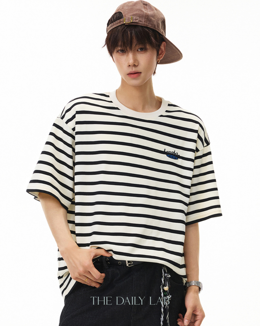 Casual Contrast Stripe Street Tee