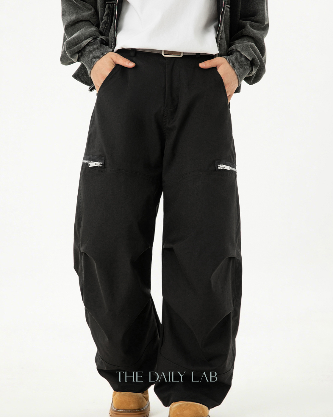 American Vintage Pleated Curved Blade Casual Pants In Black