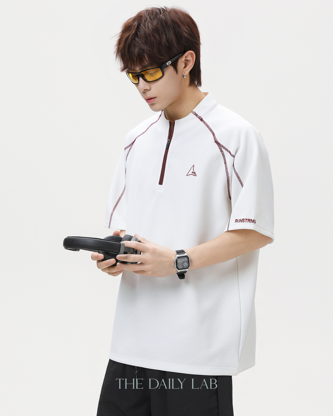 Active Cool Half-Zip Tee in White