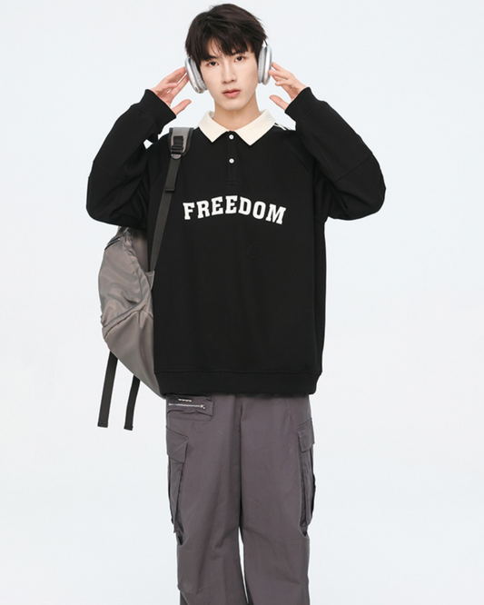 Freedom Relaxed Polo Tee in Black