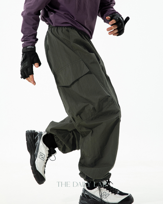 Water-resistant Outdoor Cargo Paratrooper Pants In Gray Green