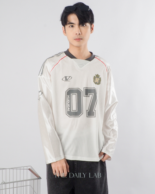 Vintage Mesh Long Sleeve Tee in White