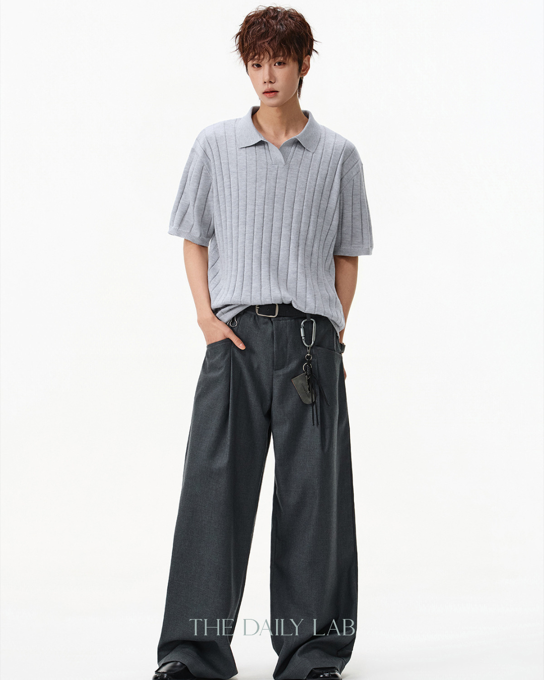 Heritage Rib Polo in Light Grey