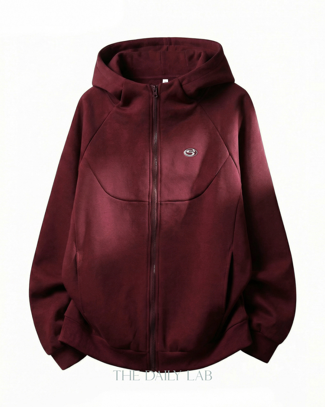 Geometric Zip Hoodie in Red