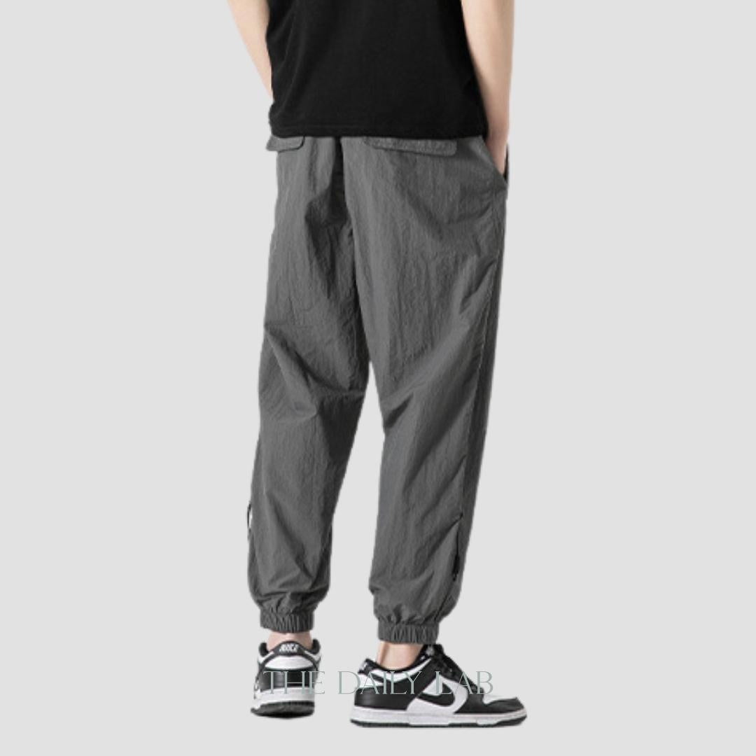 Quick-Dry Drawstring Casual Trousers in Grey