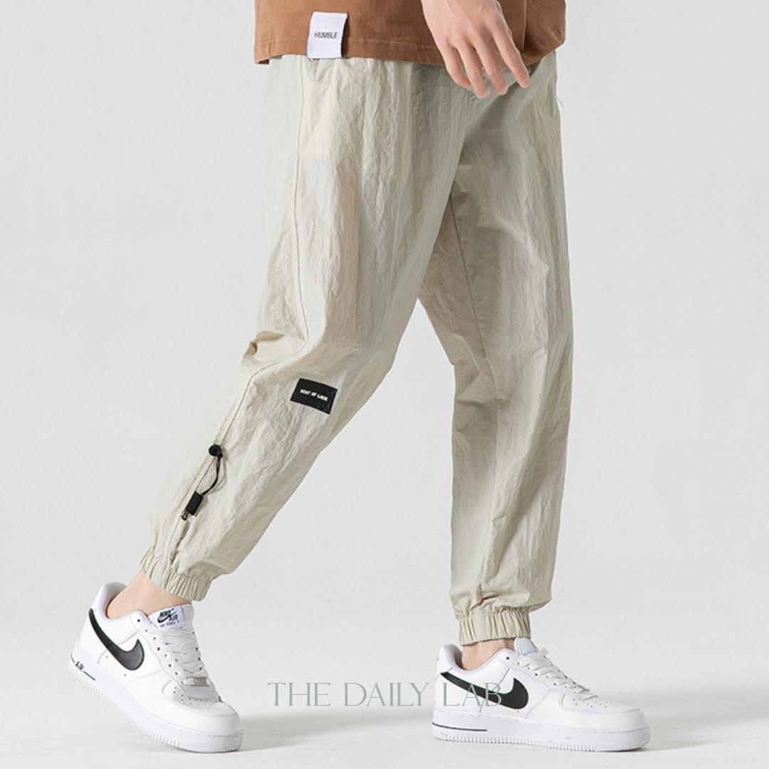 Quick-Dry Drawstring Casual Trousers in Beige