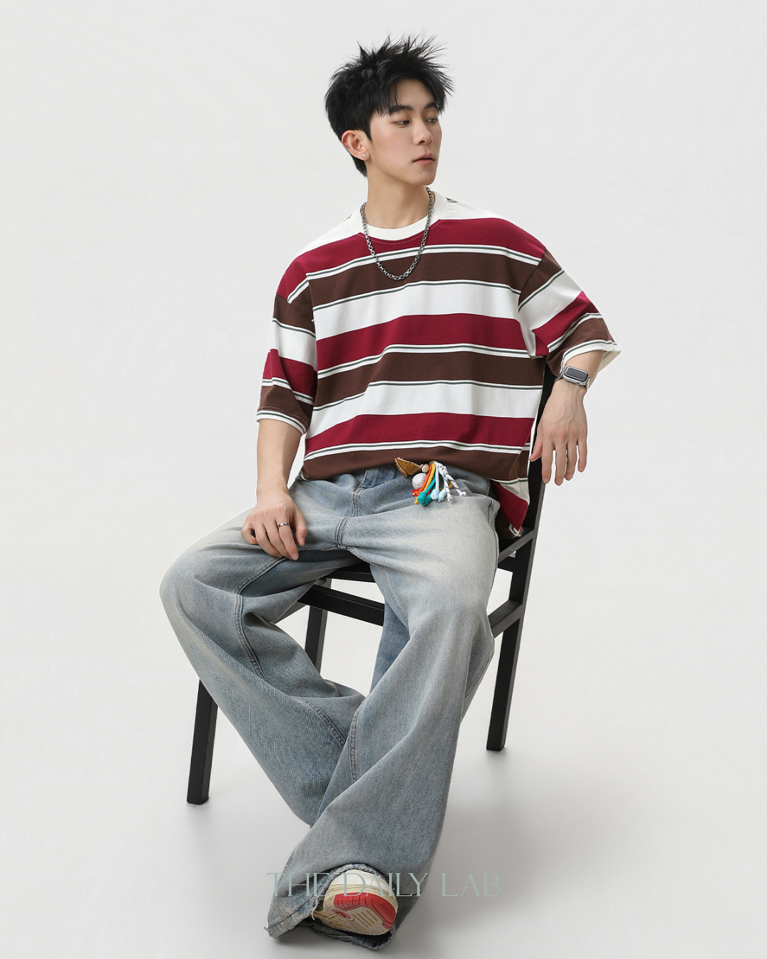 Wide Stripe Graphic Tee in Red