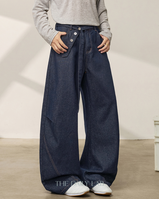 Structured Devided Jeans In Blue