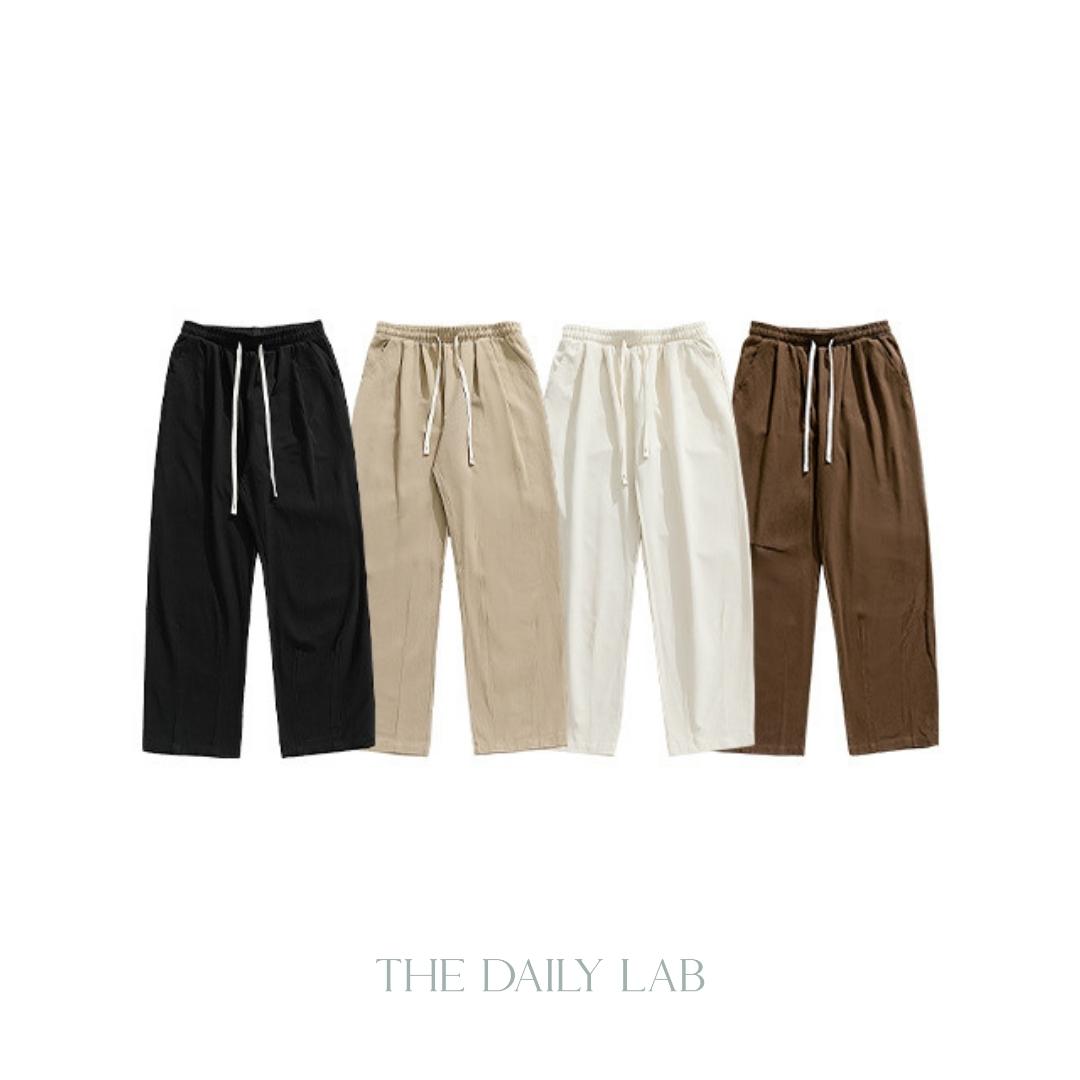 275G Sand-washed Cotton Long Pants in Black