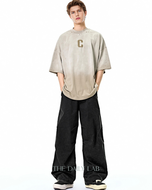 Heritage Drape Cargo Pants in Black