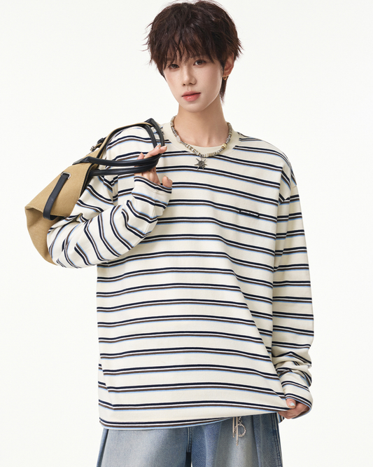 Vintage Stripe Sweatshirt in Beige