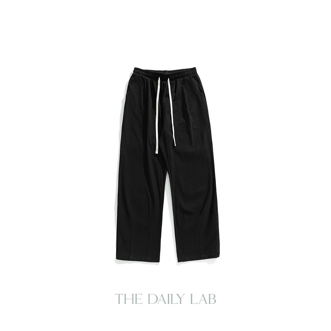 275G Sand-washed Cotton Long Pants in Black