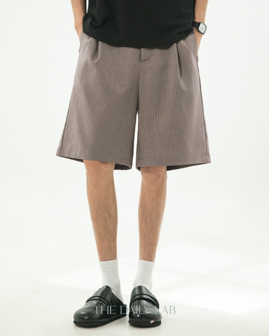 Japanese Stripe Tailored Shorts in Brown