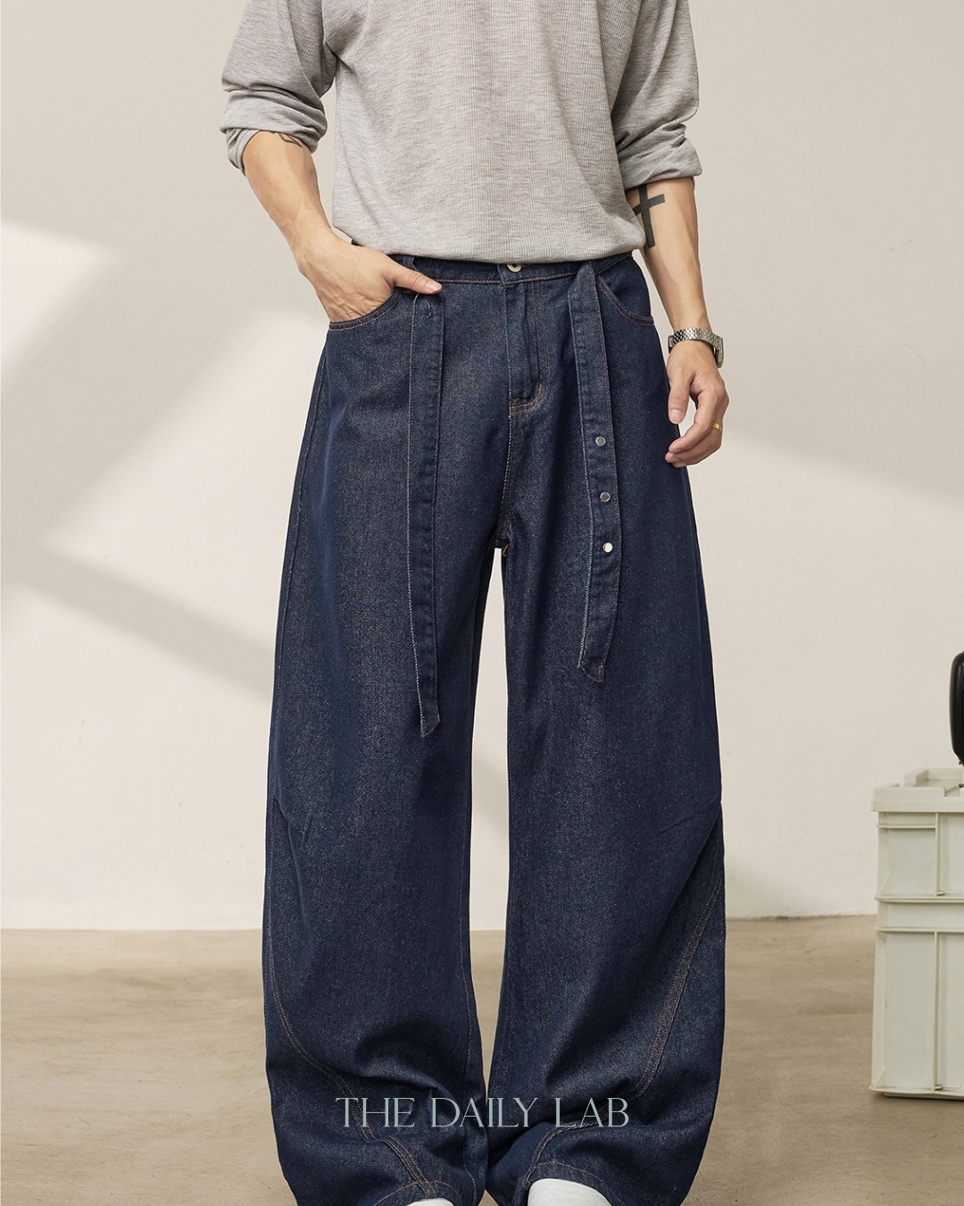 Structured Devided Jeans In Blue